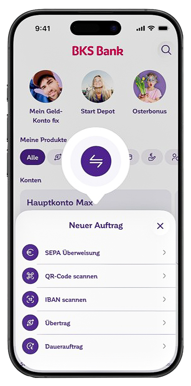 Két okostelefon megnyitott BKS App alkalmazással